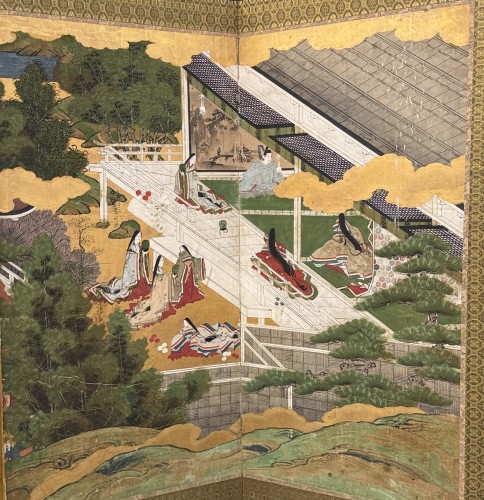 Japanese 6-panel screen Genji Monogatari 17/18th century - Asian Works of Art Style 