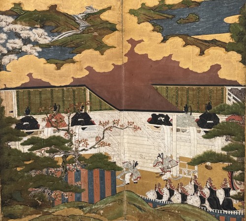 Asian Works of Art  - Japanese 6-panel screen Genji Monogatari 17/18th century