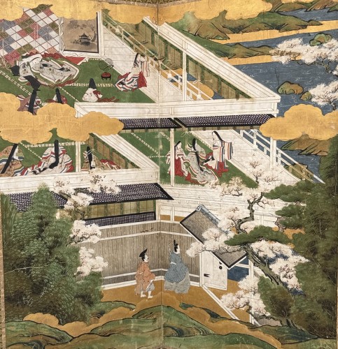 Japanese 6-panel screen Genji Monogatari 17/18th century - 