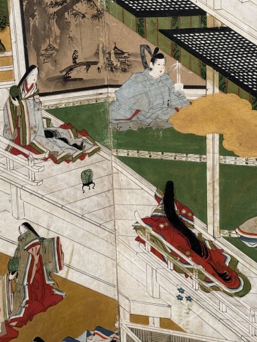  - Japanese 6-panel screen Genji Monogatari 17/18th century