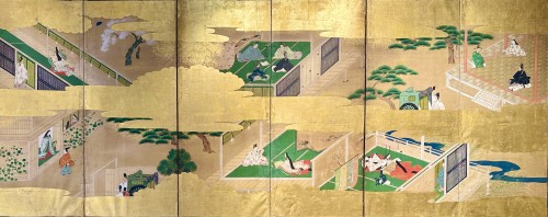 Paravent japonais à 6 panneaux - Le Dit du Genji
