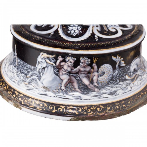 Grand bougeoir en émail de limoges - Luminaires Style Louis-Philippe