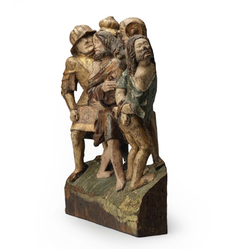 Le Bon et le Mauvais Larron, Pays-Bas méridionaux Vers 1515 - Sculpture Style Moyen Âge