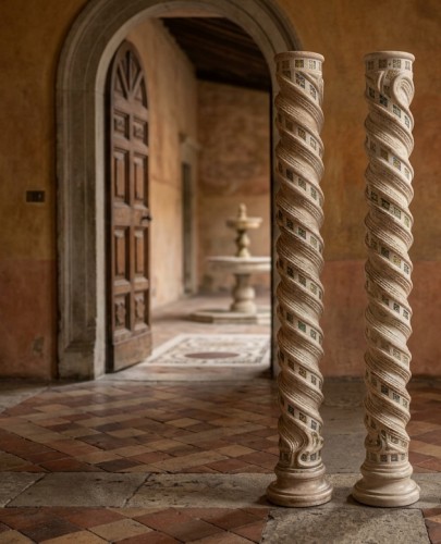 PAIR OF COSMATESQUE COLUMNS - Decorative Objects Style Napoléon III