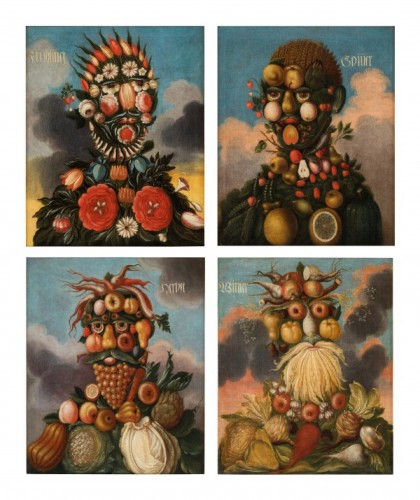 4 figures allégories des quatre saisons - Suiveur Allemand D'arcimboldo (1527-1593)