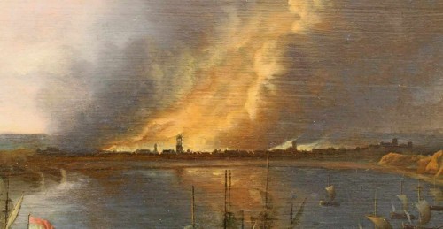  - The bombardment of Dieppe 1694, attributed to Daniel Schellinks,(1627 - 1701)