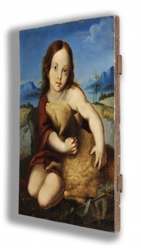Saint Jean-Baptiste avec l’Agneau de Dieu - Peintre du XIXe siècle - Tableaux et dessins Style 