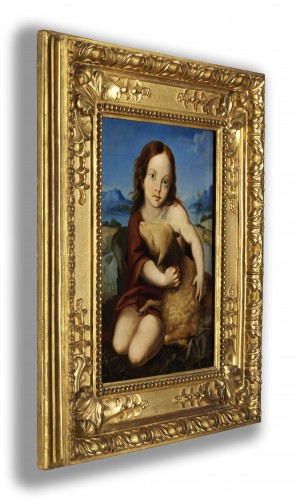 Tableaux et dessins Tableaux XIXe siècle - Saint Jean-Baptiste avec l’Agneau de Dieu - Peintre du XIXe siècle