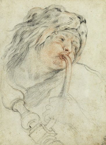 Young Bagpiper Wearing a Lion’s Cap, France 17th century Circle of Watteau