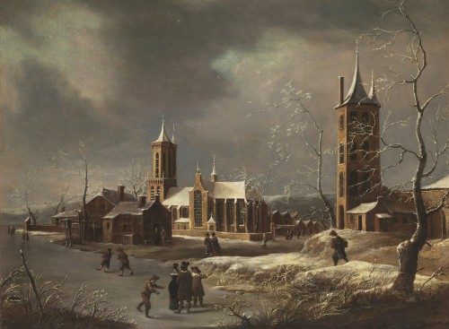 Paintings & Drawings  - Jan Abrahamsz Beerstraaten  (1622 – 1666) Winter Pleasures before the Village