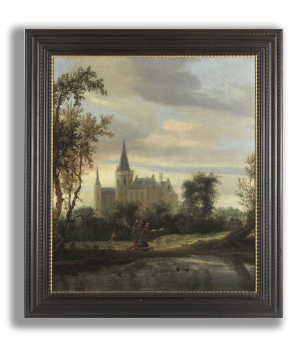 17th century - Salomon van Ruysdael  (1600 – 1670) Pond with Travellers and Manor House