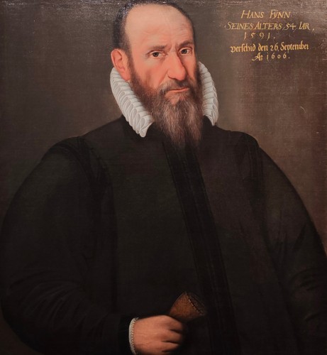 Portrait of the merchant Hans Finn the Elder , Nuremberg Master of 1591 - Paintings & Drawings Style Renaissance