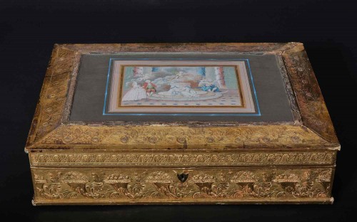 Paper Mache sawing Box, Paris Empire Period Circa 1800  - Objects of Vertu Style Empire
