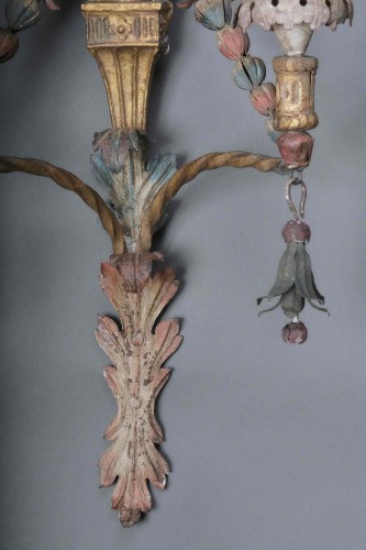 Important Pair Of Wrought And Painted Iron Sconces, Veneto Ca. 1780  - 