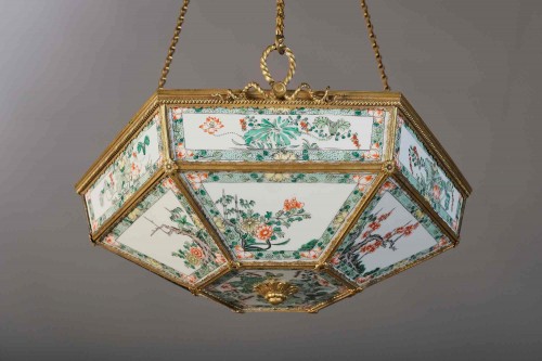Porcelain lamp with Charles X bronze mount, Paris, early 19th c. - 