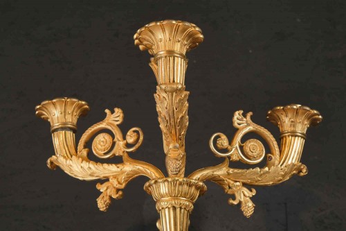 Antiquités - Paire d'appliques Charles X en bronze doré, Paris vers 1830