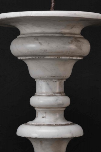 Lighting  - A Pair Of Monumental Carrara Marble Candlesticks, 17th Century Rome