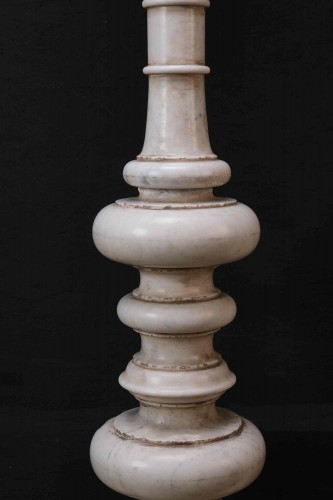 A Pair Of Monumental Carrara Marble Candlesticks, 17th Century Rome - 