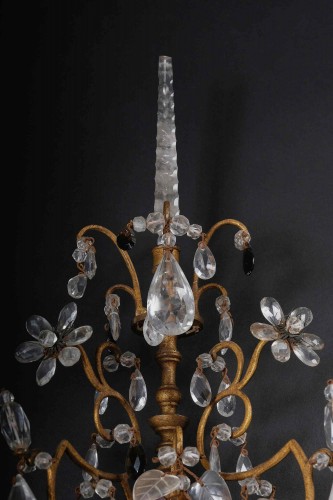 Pair Of Rock Crystal Sconces, Gilt Bronze, Piedmont 18th C - 