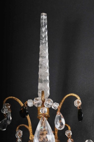  - Paire d'appliques en cristal de roche et bronze Doré, Piémont 18e siècle