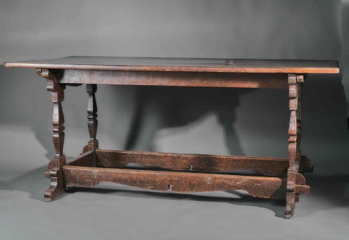 Louis XIII - Old Walnut Table In Its Original State, Tuscany Late 17th Century