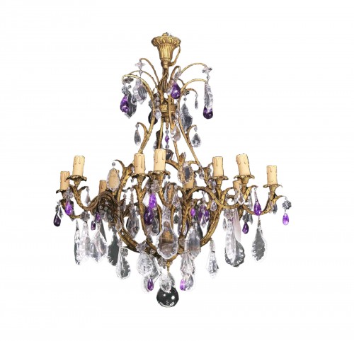 Chandelier In Rock Crystal And Amethyst, Rome 19th