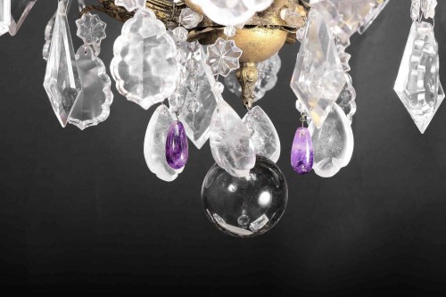 Chandelier In Rock Crystal And Amethyst, Rome 19th - Lighting Style 