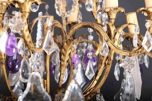 Chandelier In Rock Crystal And Amethyst, Rome 19th - 