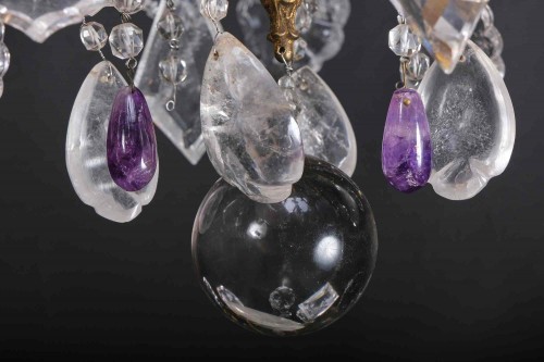 Antiquités - Chandelier In Rock Crystal And Amethyst, Rome 19th