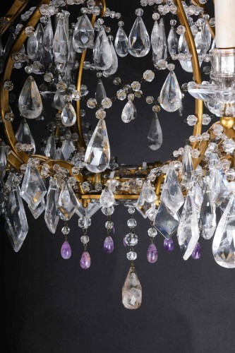 Lustre italien en cristal de roche et améthyste, Piemont 19e - Luminaires Style 