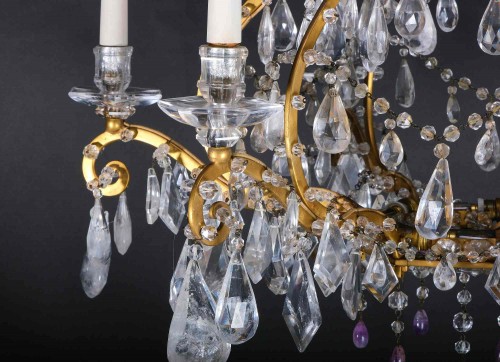 Very Beautiful Italian Rock Crystal And Amethyst Chandelier, Piedmont 19th  - 