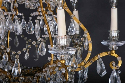 XIXe siècle - Lustre italien en cristal de roche et améthyste, Piemont 19e