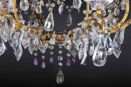 Very Beautiful Italian Rock Crystal And Amethyst Chandelier, Piedmont 19th  - 