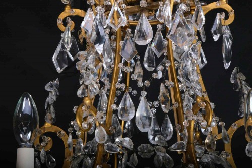 Antiquités - Lustre italien en cristal de roche et améthyste, Piemont 19e