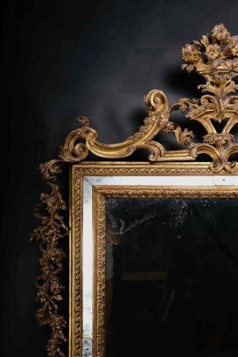 Mirrors, Trumeau  - An important Louis XVI period carved and gilt mirror, Lombardy 1780