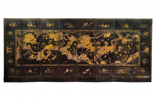 Paravent en laque de Coromandel à huit panneaux, Chine Quing fin 18e siècle
