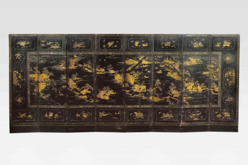 Eight-Panel Coromandel Lacquer Screen, China, Quing, late 18th c - Asian Works of Art Style 