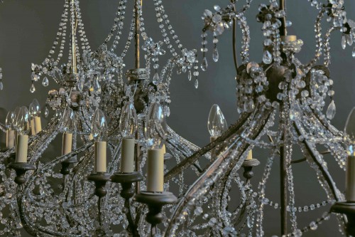 Lighting  - Rare Series Of Four Filigree Rock Crystal Chandeliers, Tuscany, 18th Centur