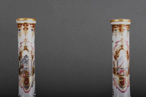 Pair of bottle vases, underglaze mark &quot;Augustus Rex&quot;, probably Saxony 19th  - 