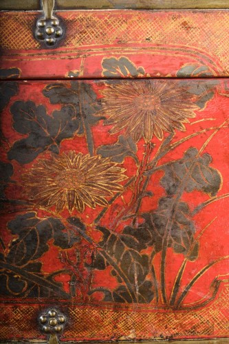  - Red parchment painted Chinese cassette, China 18th century