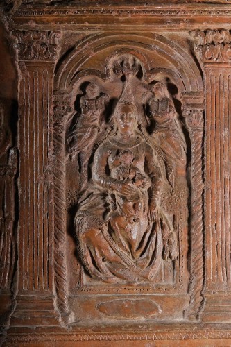 Art sacré, objets religieux  - Relief en terre cuite avec scène de l'Annonciation, Italie fin du 16e siècle