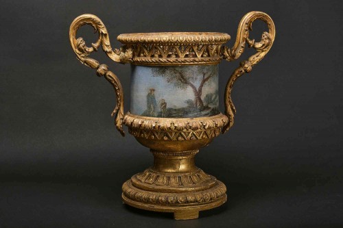 Paire des vases en bois doré et cachepots en tôle peinte, Rome 1780 - Louis XVI