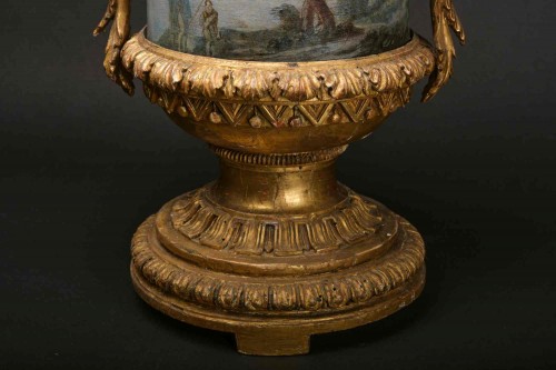Louis XVI - Paire des vases en bois doré et cachepots en tôle peinte, Rome 1780