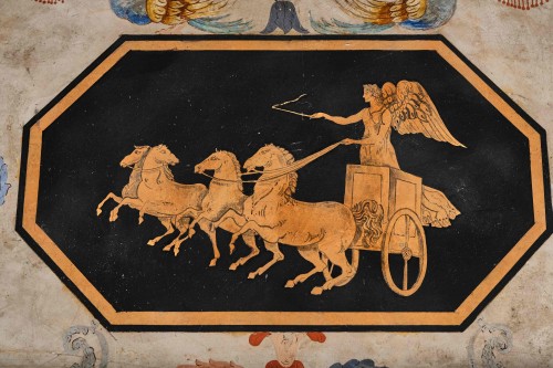 XIXe siècle - Importante table de milieu avec plateau en scagliola, Rome ou Naples vers 1840