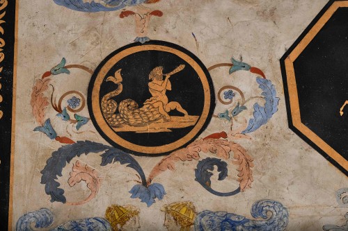 Importante table de milieu avec plateau en scagliola, Rome ou Naples vers 1840 - Restauration - Charles X