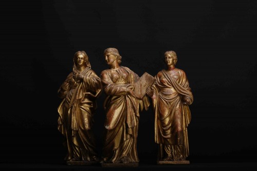 Série de douze vestales en bois doré, Italie XVIIIe siècle - Sculpture Style Transition