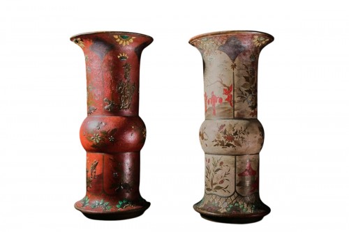 Pair Of Cold-painted Porcelain Vases In The Chinese Style,Berlin Circa 1800