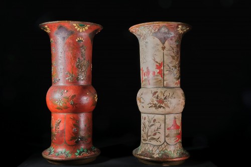 Pair Of Cold-painted Porcelain Vases In The Chinese Style,Berlin Circa 1800 - 
