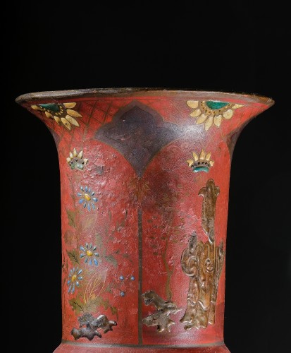 Pair Of Cold-painted Porcelain Vases In The Chinese Style,Berlin Circa 1800 - Restauration - Charles X