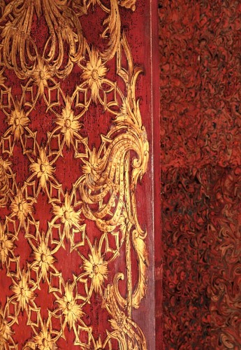 Furniture  - Two-part Red Lacquered Cabinet With Gilt Decorations, Venice Circa 1750 